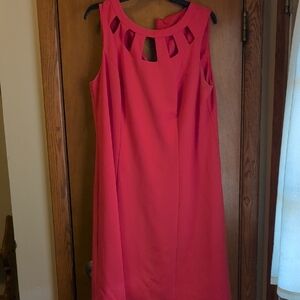 Roz & Ali Cutout Neckline Mini Dress in Vibrant Coral